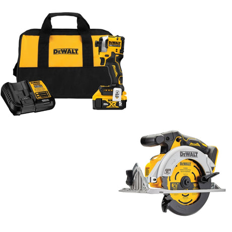 DeWalt DCF850P1 ATOMIC 20V MAX Impact Driver Kit w/ DCS565B 20V MAX Circular Saw