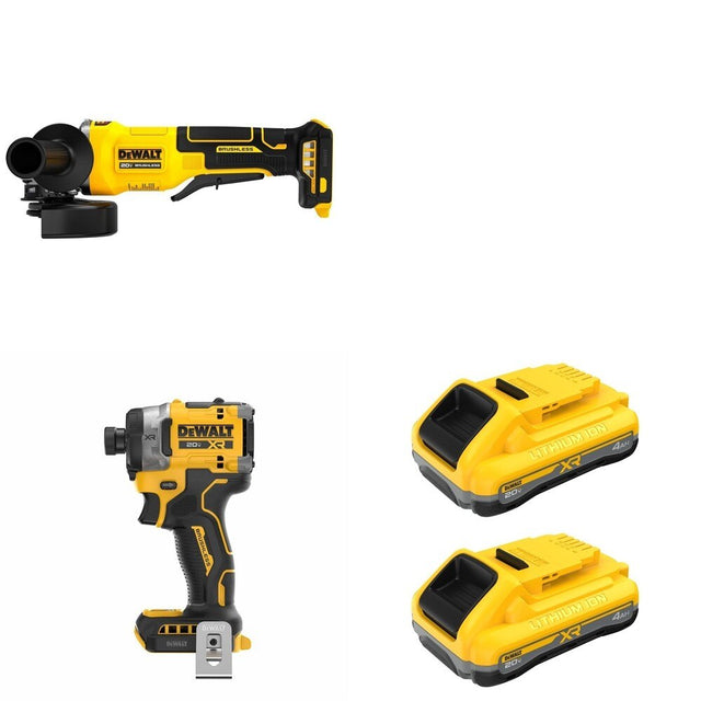DeWalt DCB2104-2 20V MAX XR POWERPACK 4Ah Battery 2-Pack W/ DCF860B Impact Driver and DCG408B