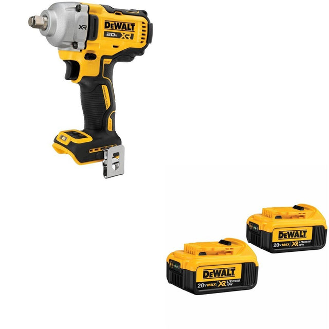 DeWalt DCF891B 20V MAX XR 1/2 in. Mid-Range Impact Wrench W/ DCB204-2 4.0Ah Battery 2-Pack