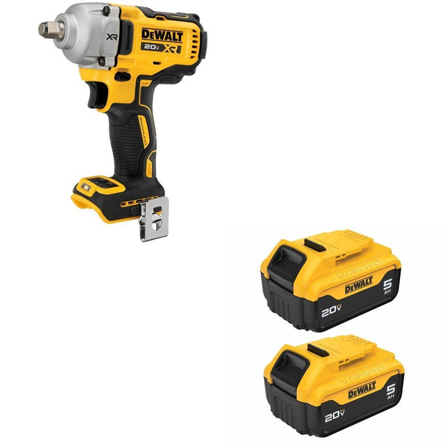 DeWalt DCF891B 20V MAX XR 1/2 in. Mid-Range Impact Wrench W/ DCB205-2 5.0Ah Battery 2-Pack