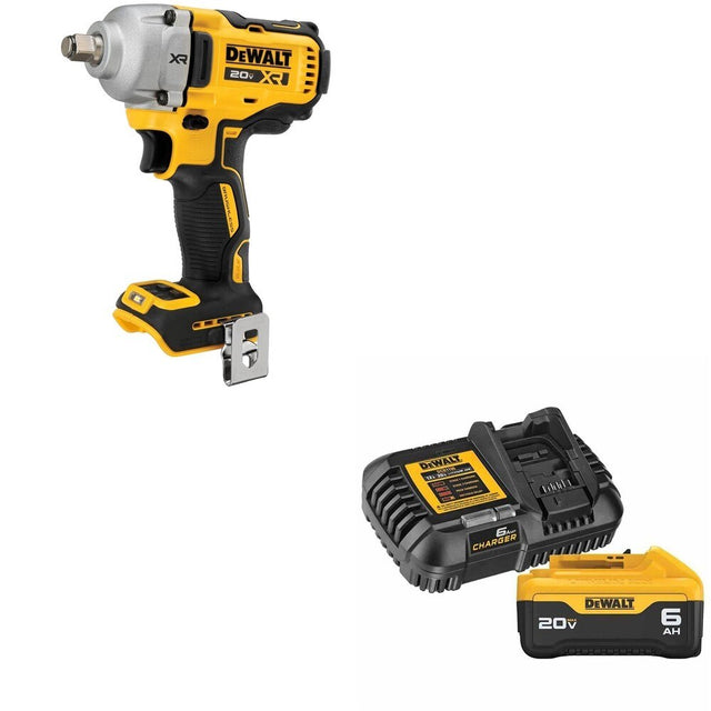 DeWalt DCF891B 20V MAX XR 1/2 in. Mid-Range Impact Wrench W/ DCB206C 6.0Ah Battery Kit