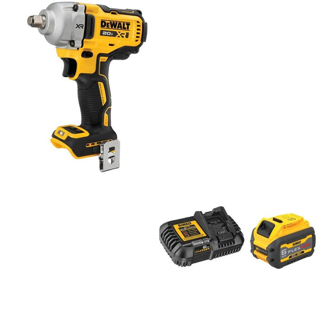 DeWalt DCF891B 20V MAX XR 1/2 in. Mid-Range Impact Wrench W/ DCB606C FLEXVOLT 6.0Ah Kit