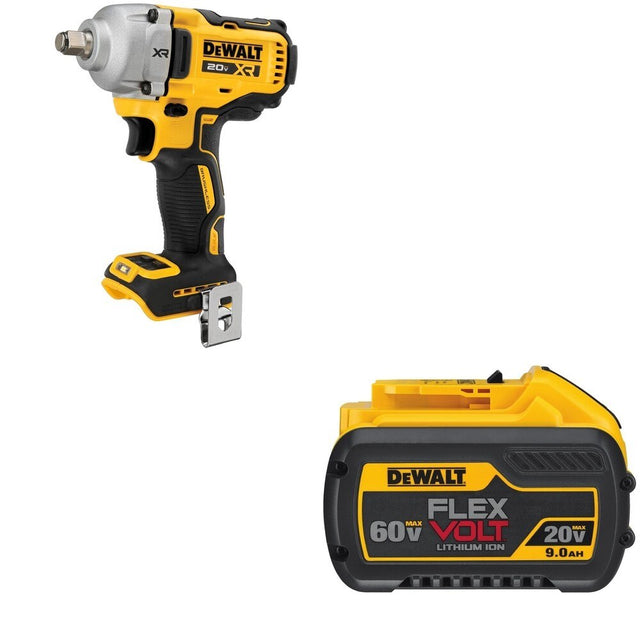 DeWalt DCF891B 20V MAX XR 1/2 in. Mid-Range Impact Wrench W/ DCB609 FLEXVOLT 9.0Ah Battery