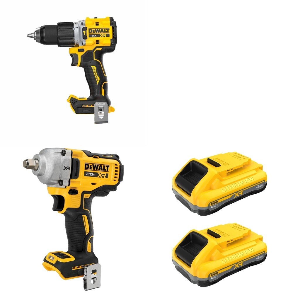 DeWalt DCF891B 20V MAX XR 1/2 in. Mid-Range Impact Wrench W/ DCB2104-2 and DCD806B Hammer Drill
