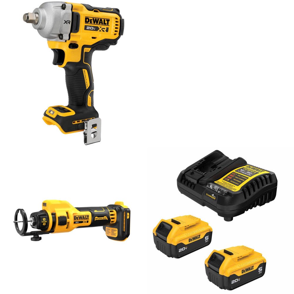 DeWalt DCF891B 20V MAX Impact Wrench Kit W/ DCE555B Drywall Tool and FREE DCB205 Battery Kit