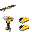 DeWalt DCF891B Mid-Range Impact Wrench W/ DCF510B and DCB2104-2 POWERPACK 4Ah 2-Pack