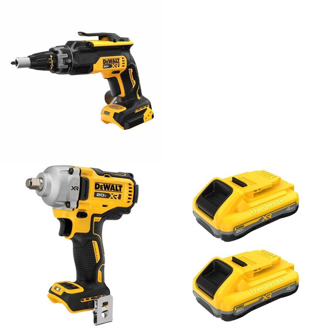 DeWalt DCF891B Mid-Range Impact Wrench W/ DCB2104-2 POWERPACK 4Ah 2-Pack and DCF630B