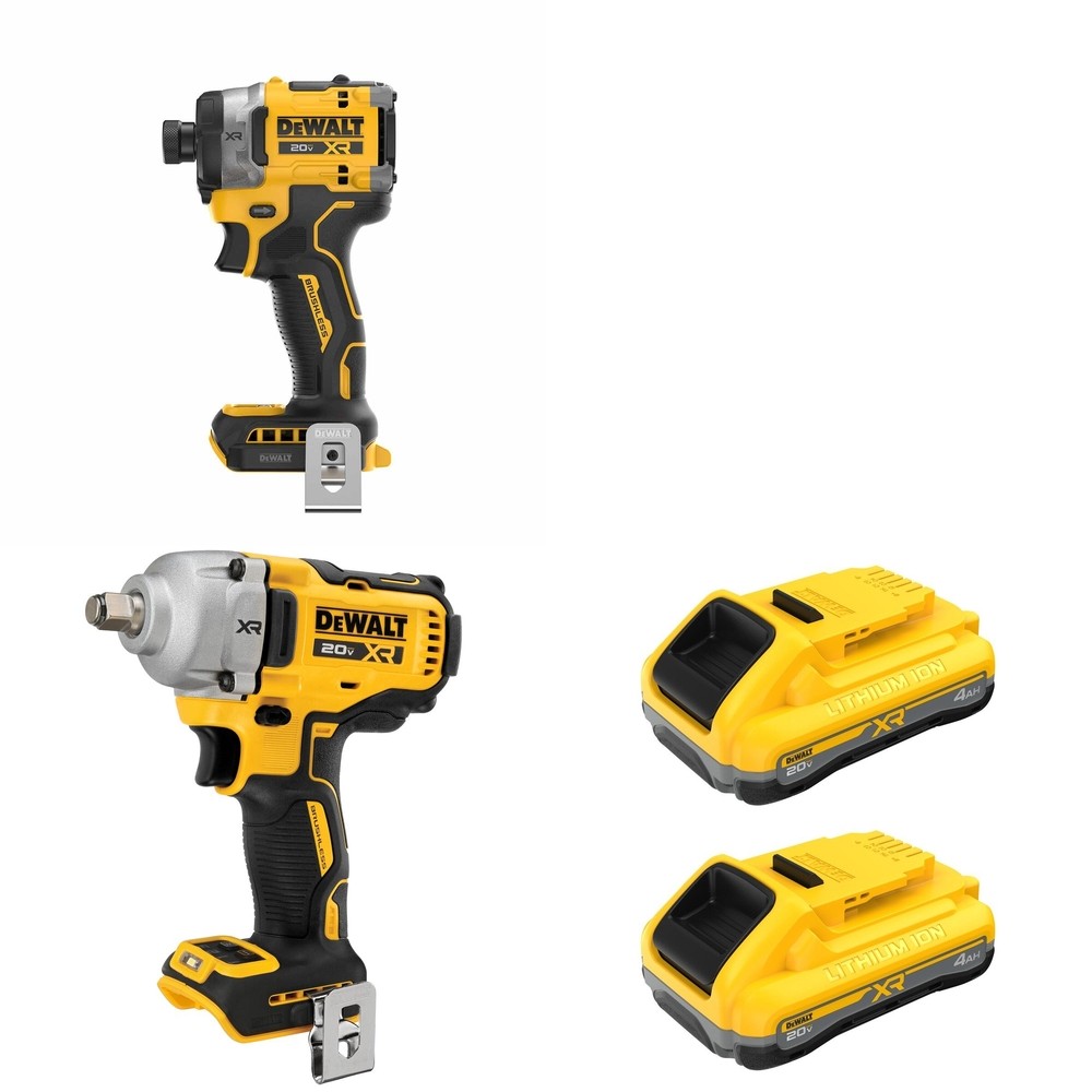 DeWalt DCF891B Mid-Range Impact Wrench W/ DCB2104-2 POWERPACK 4Ah 2-Pack and DCF860B