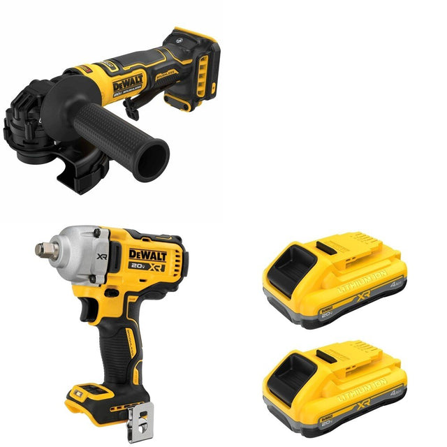 DeWalt DCF891B Mid-Range Impact Wrench W/ DCB2104-2 and DCG402B ATOMIC Angle Grinder