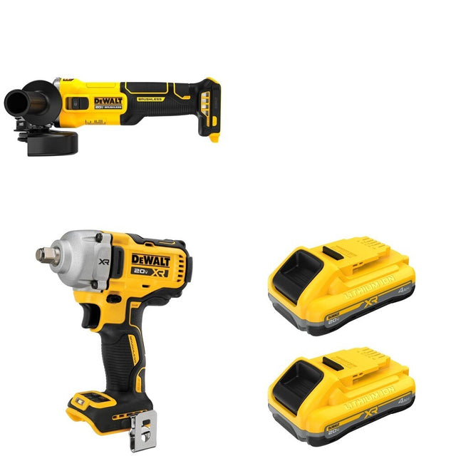 DeWalt DCF891B Mid-Range Impact Wrench W/ DCB2104-2 POWERPACK 4Ah 2-Pack and DCG407B