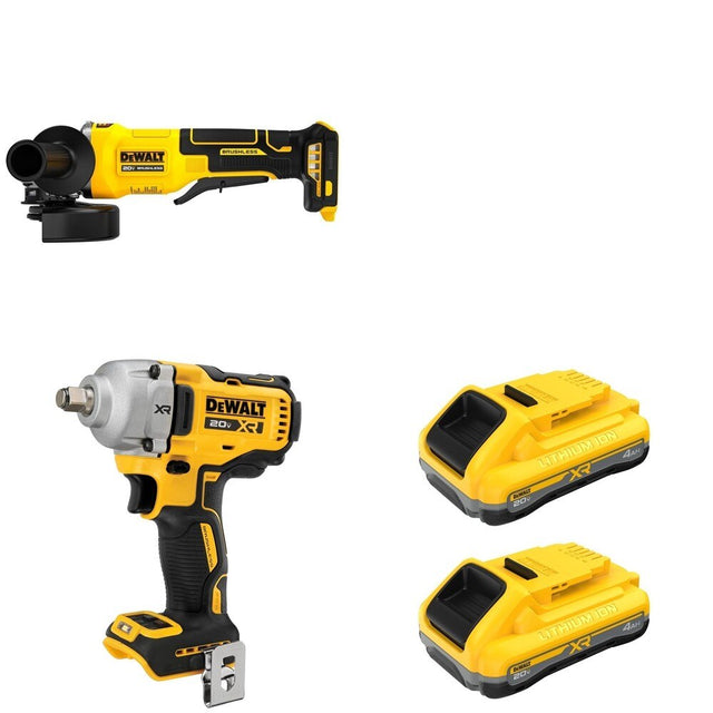 DeWalt DCF891B Mid-Range Impact Wrench W/ DCB2104-2 and DCG408B Paddle-Switch Grinder