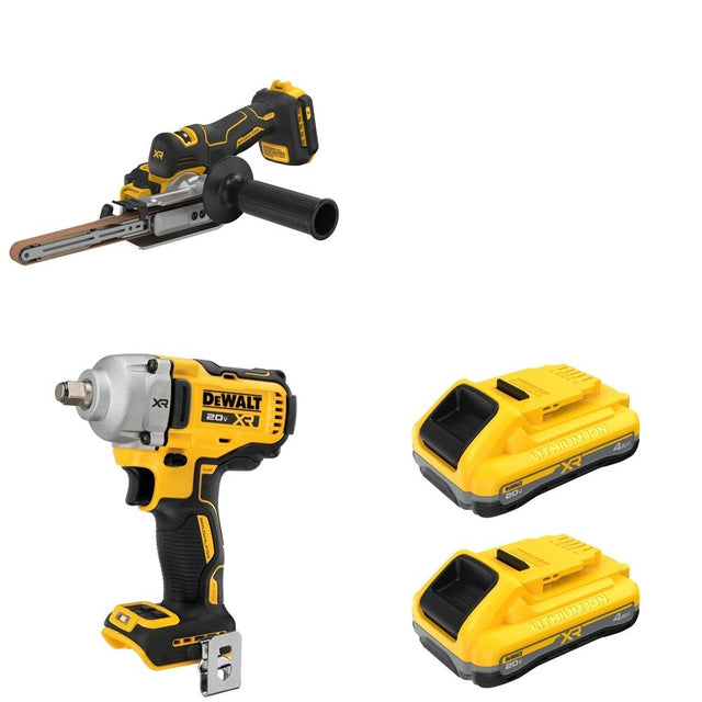 DeWalt DCF891B Mid-Range Impact Wrench W/ DCB2104-2 POWERPACK 4Ah 2-Pack and DCM200B