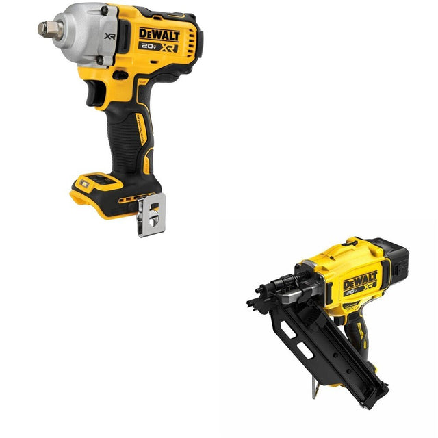 DeWalt DCN930B 20V MAX XR 30-Degree Framing Nailer W/ DCF891B Mid-Range Impact Wrench