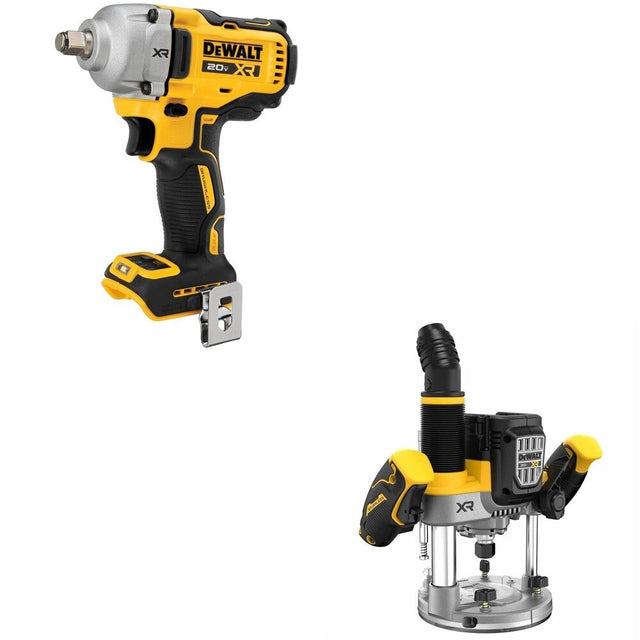DeWalt DCW620B 20V MAX XR 2-1/4 HP Plunge Router W/ DCF891B Mid-Range Impact Wrench