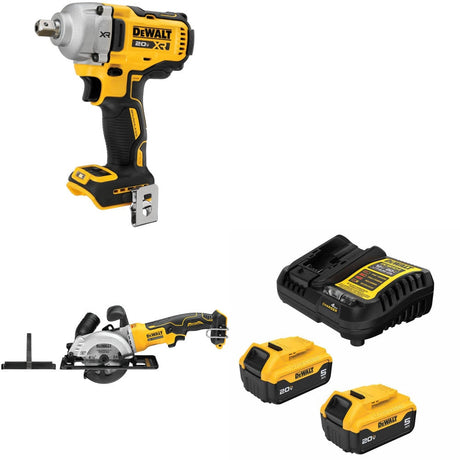DeWalt DCF892B 20V MAX XR Impact Wrench Kit W/ DCS571B Circular Saw and FREE DCB205-2C Battery Kit