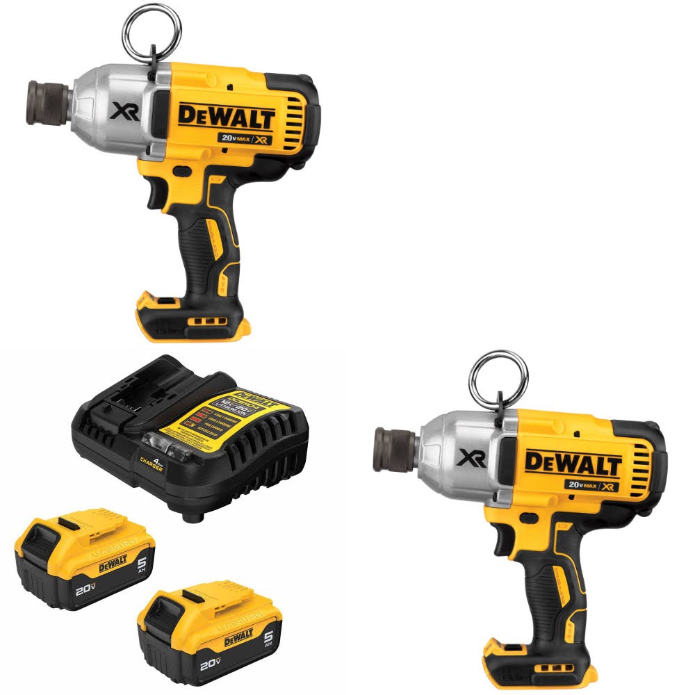 DeWalt DCF898B 20V MAX XR Impact Wrench, 2 Pack Kit W/ FREE DCB205-2C 20V MAX 5Ah Battery Kit