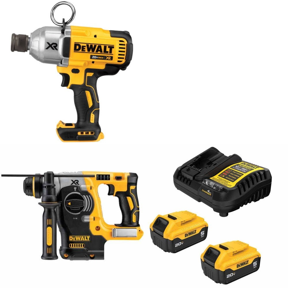 DeWalt DCF898B Impact Wrench Kit W/ DCH273B Rotary Hammer and FREE DCB205 Battery Kit