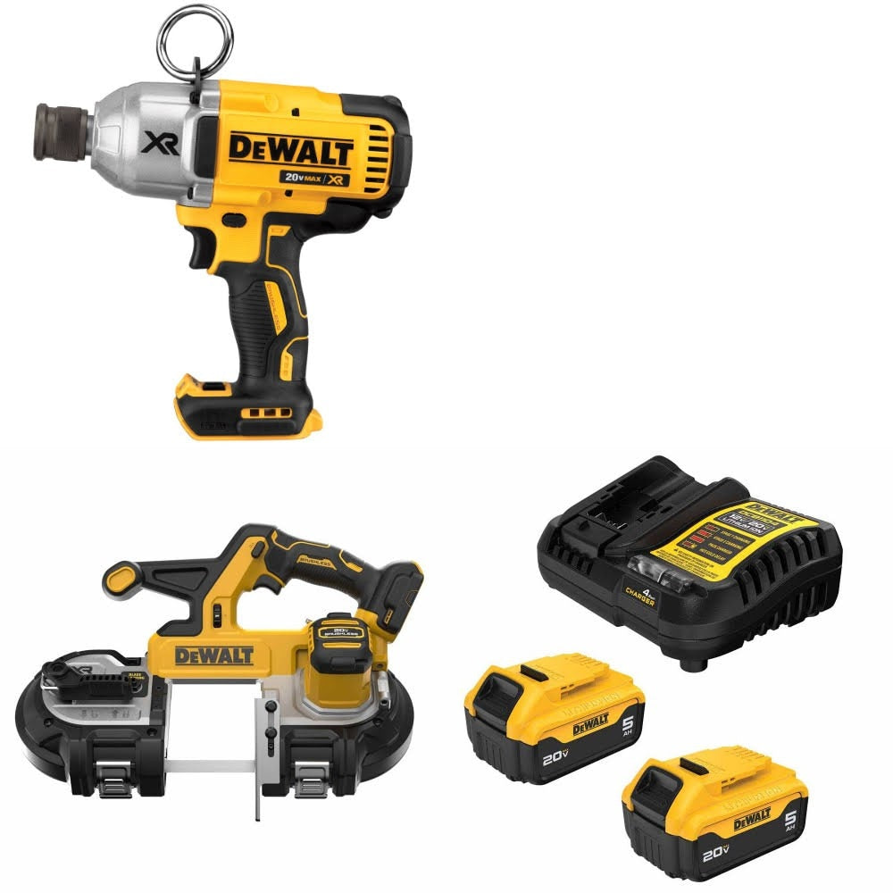 DeWalt DCF898B 20V MAX Impact Wrench Kit W/ DCS378B Bandsaw and FREE DCB205 Battery Kit