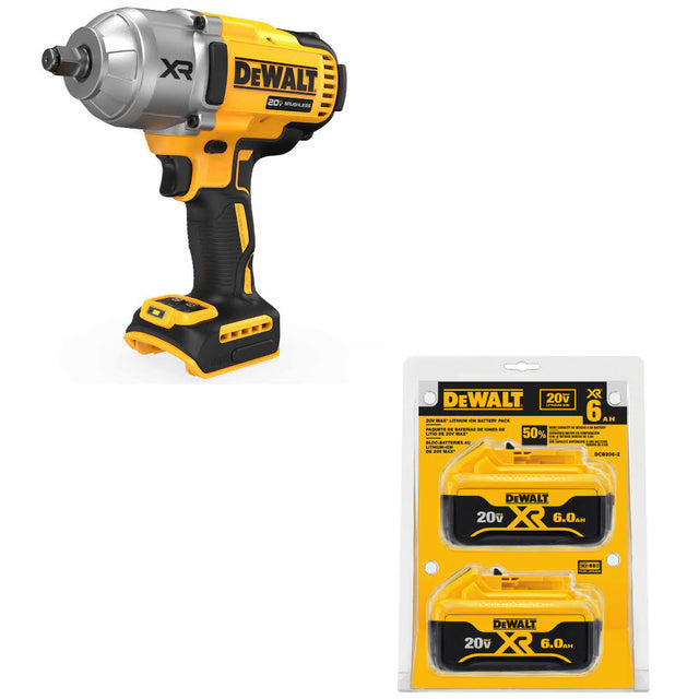 DeWalt DCF900B 20V MAX XR 1/2" Impact Wrench W/ DCB206-2 20V MAX XR Battery, 2Pk
