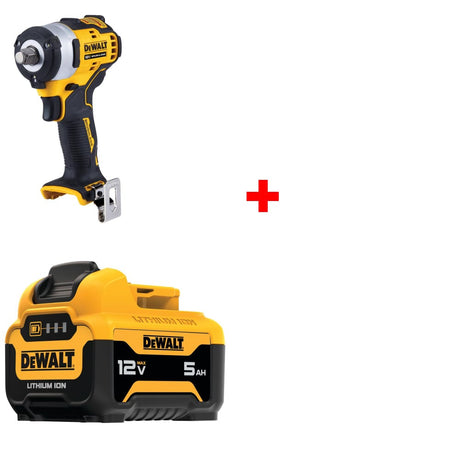 DEWALT DCF901B 12V MAX 1/2" Impact Wrench, Bare w/ FREE DCB126 5AH Battery