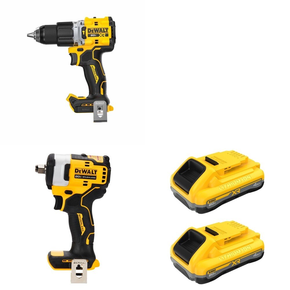 DeWalt DCB2104-2 POWERPACK 4Ah 2-Pack W/ DCD806B Hammer Drill and DCF911B Impact Wrench