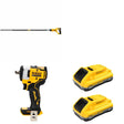 DeWalt DCE531B Concrete Vibrator W/ DCB2104-2 POWERPACK 4Ah 2-Pack and DCF911B Impact Wrench
