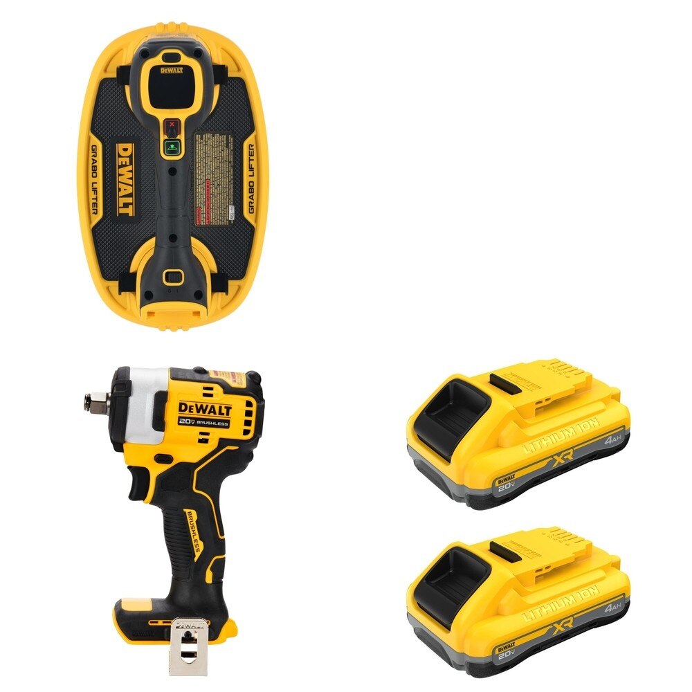 DeWalt DCB2104-2 POWERPACK 4Ah 2-Pack W/ DCE592B Vacuum Lifter and DCF911B Impact Wrench
