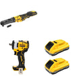 DeWalt DCF510B Sealed Head Ratchet W/ DCB2104-2 POWERPACK 4Ah 2-Pack and DCF911B Impact Wrench