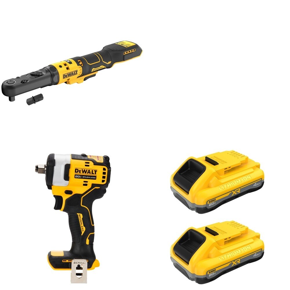 DeWalt DCF510B Sealed Head Ratchet W/ DCB2104-2 POWERPACK 4Ah 2-Pack and DCF911B Impact Wrench