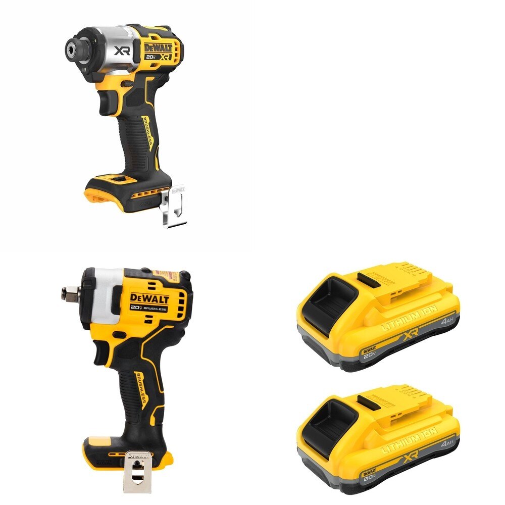 DeWalt DCB2104-2 20V MAX XR POWERPACK 4Ah Battery 2-Pack W/ DCF911B Impact Wrench and DCF845B