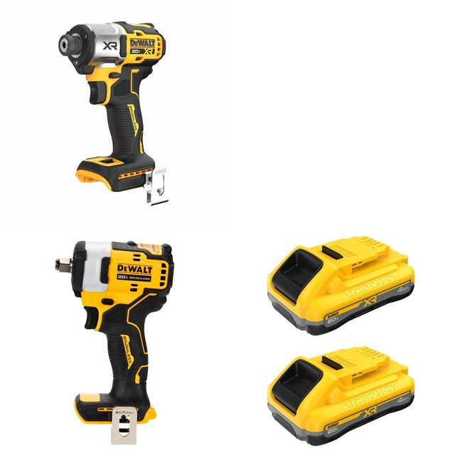 DeWalt DCB2104-2 20V MAX XR POWERPACK 4Ah Battery 2-Pack W/ DCF911B Impact Wrench and DCF845B