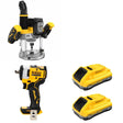 DeWalt DCW620B Plunge Router W/ DCB2104-2 POWERPACK 4Ah 2-Pack and DCF911B Impact Wrench