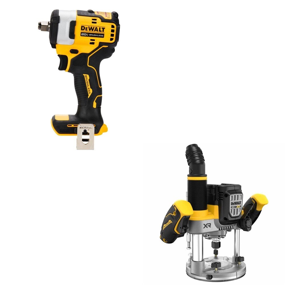 DeWalt DCW620B 20V MAX XR 2-1/4 HP Plunge Router W/ DCF911B Impact Wrench