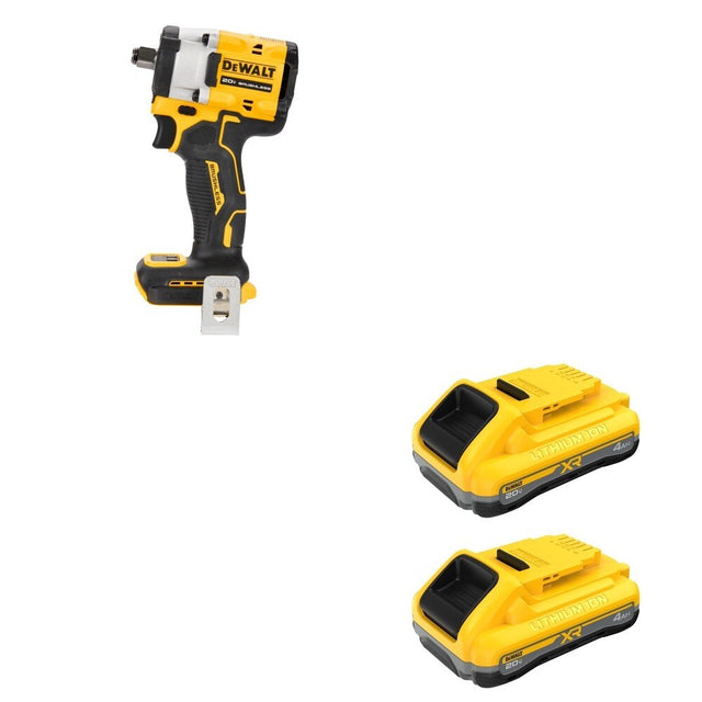 DeWalt DCB2104-2 20V MAX XR POWERPACK 4Ah Battery 2-Pack W/ DCF921B ATOMIC Impact Wrench
