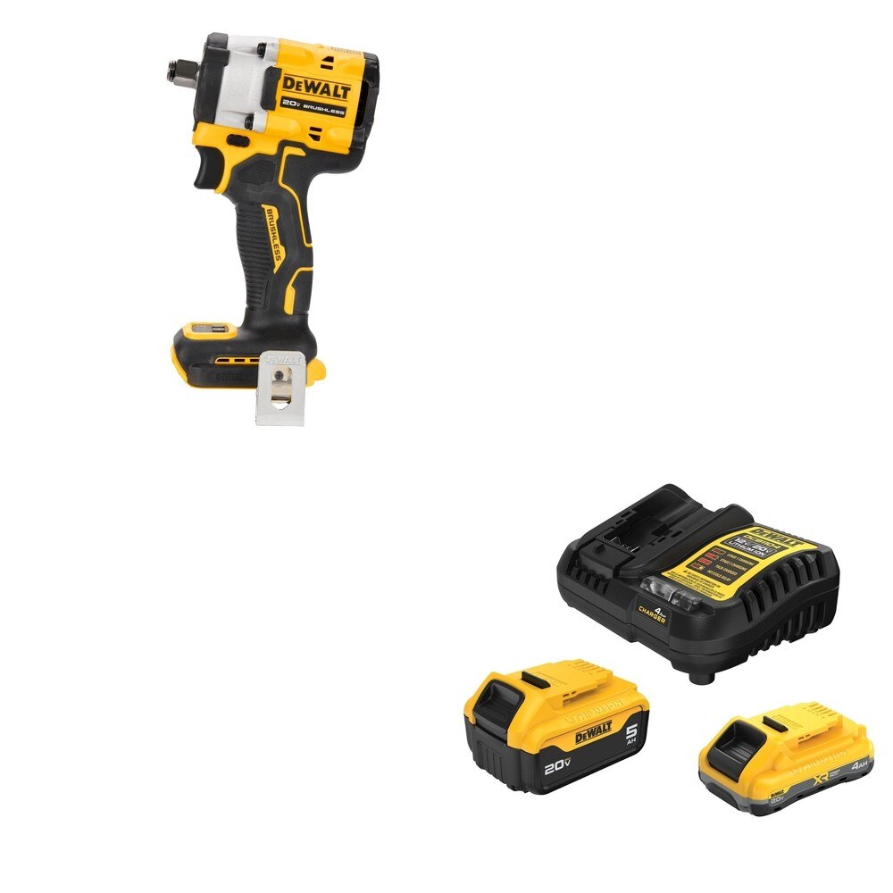 DeWalt DCB245-2C 20V MAX 4.0Ah and 5.0Ah Battery Starter Kit W/ DCF921B ATOMIC Impact Wrench