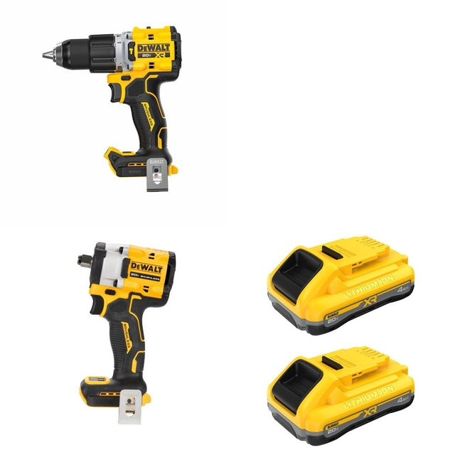 DeWalt DCB2104-2 POWERPACK 4Ah 2-Pack W/ DCF921B ATOMIC Impact Wrench and DCD806B Hammer Drill