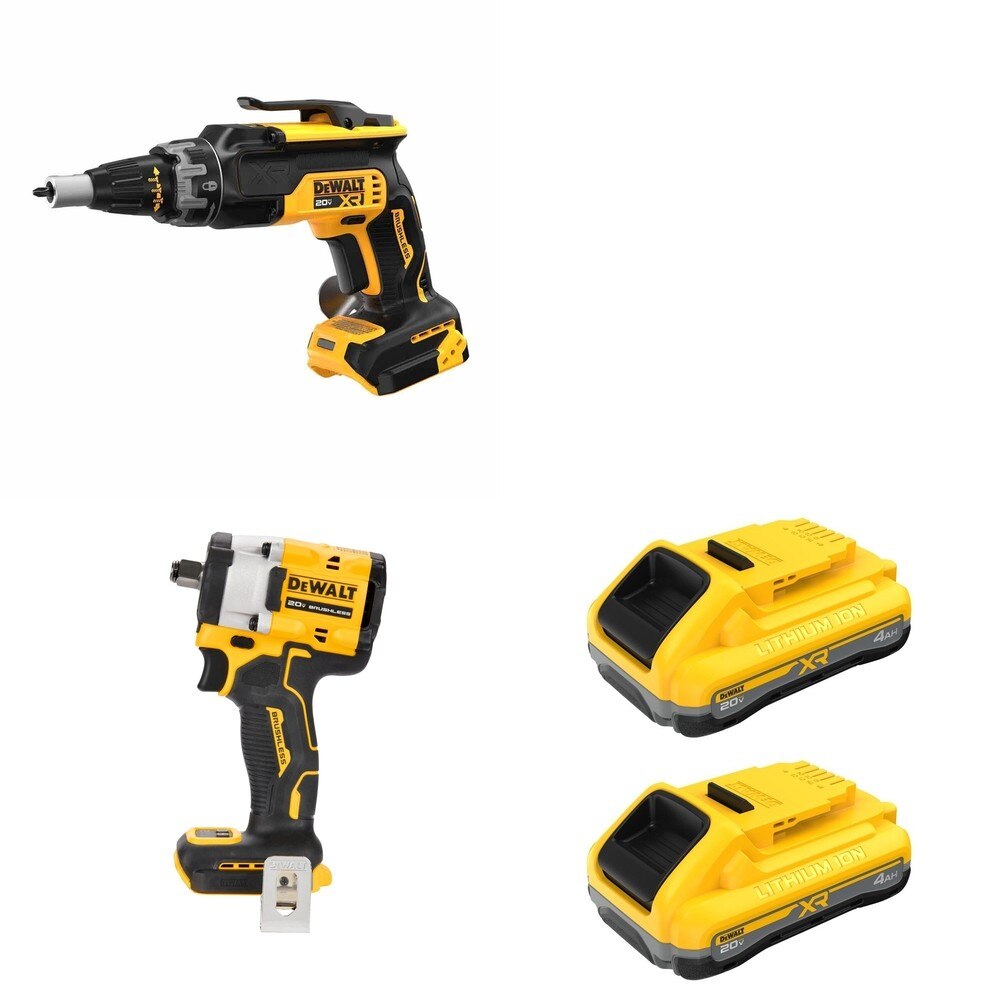 DeWalt DCB2104-2 POWERPACK 4Ah 2-Pack W/ DCF921B Impact Wrench and DCF630B Drywall Screwgun