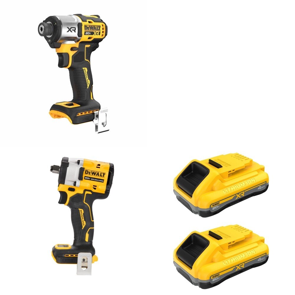 DeWalt DCB2104-2 20V MAX XR POWERPACK 4Ah Battery 2-Pack W/ DCF921B Impact Wrench and DCF845B