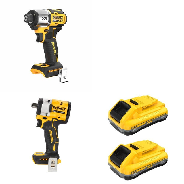 DeWalt DCB2104-2 20V MAX XR POWERPACK 4Ah Battery 2-Pack W/ DCF921B Impact Wrench and DCF845B