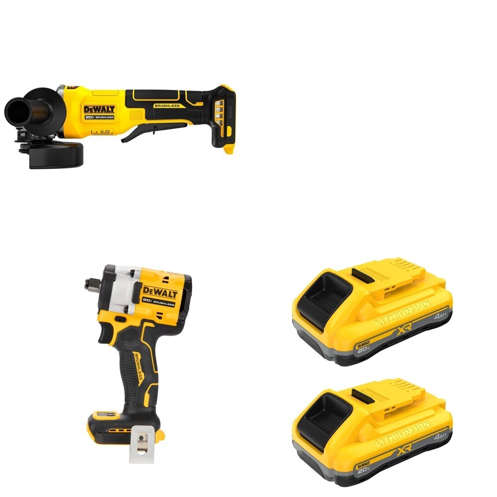 DeWalt DCB2104-2 20V MAX XR POWERPACK 4Ah Battery 2-Pack W/ DCF921B Impact Wrench and DCG408B