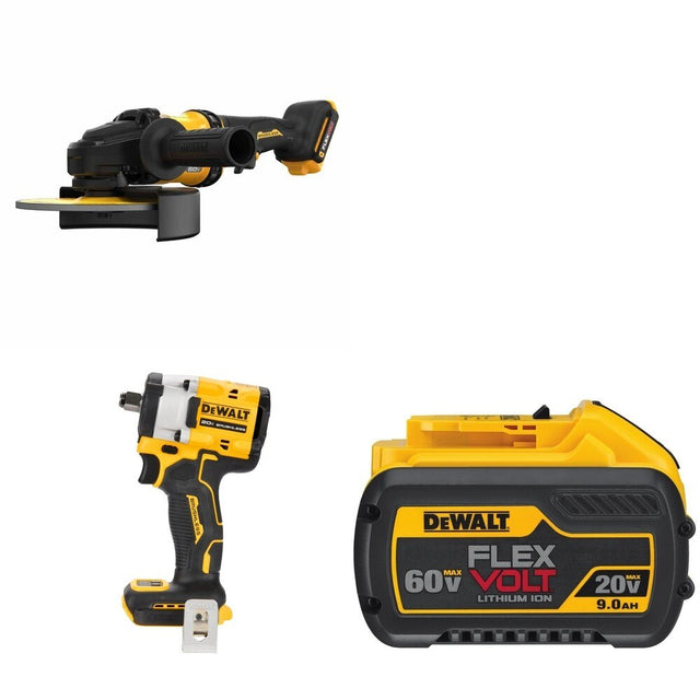 DeWalt DCF921B ATOMIC Impact Wrench W/ DCG440B 7 in. Grinder and DCB609 FLEXVOLT 9.0Ah Battery