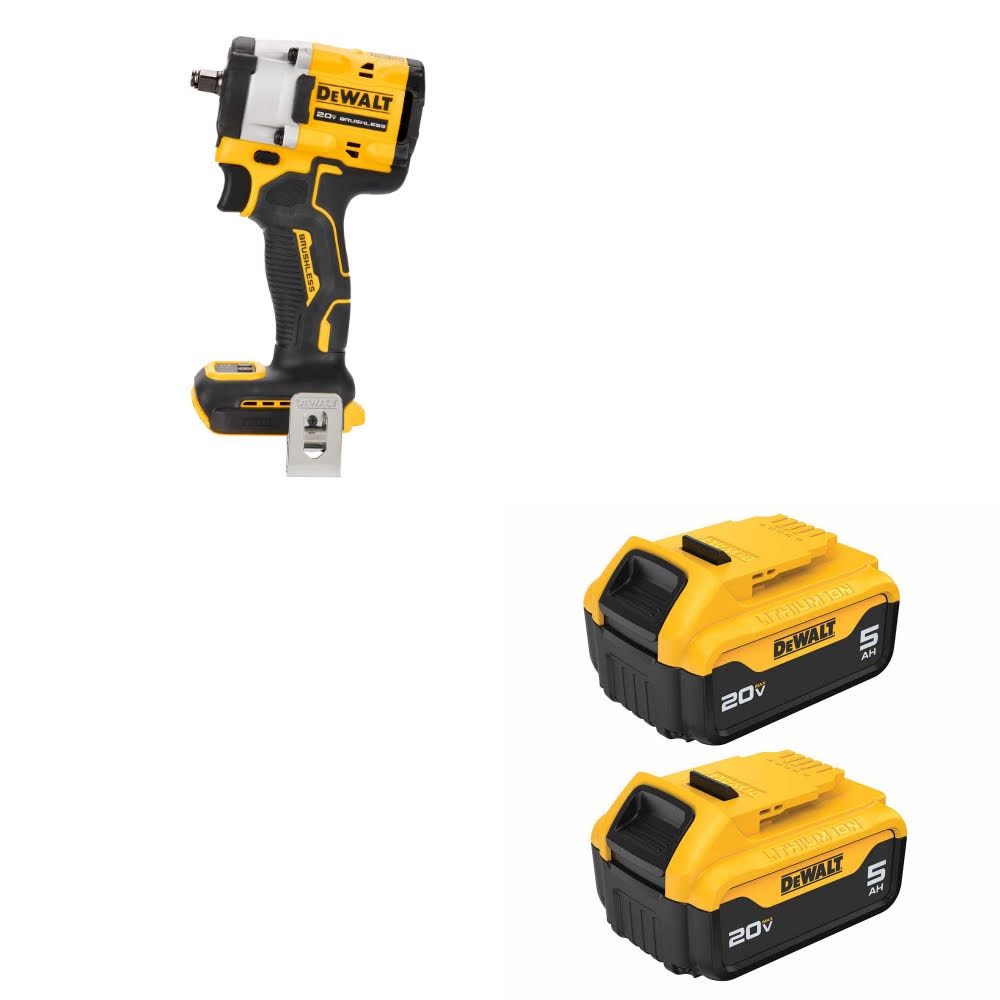 DeWalt DCF923B ATOMIC 20V MAX Impact Wrench W/ DCB205-2 20V MAX Battery, 2 Pack