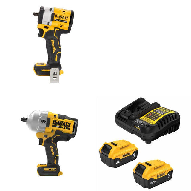 DeWalt DCF923B 20V MAX Impact Wrench Kit W/ DCF964B High Torque Wrench and FREE DCB205-2C Battery Kit