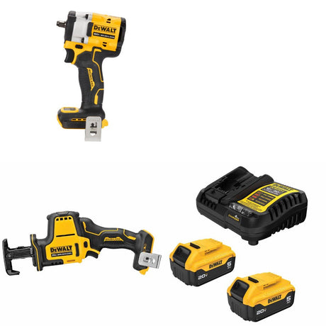 DeWalt DCF923B Impact Wrench Kit W/ DCS369B Reciprocating Saw and FREE DCB205-2C Battery Kit
