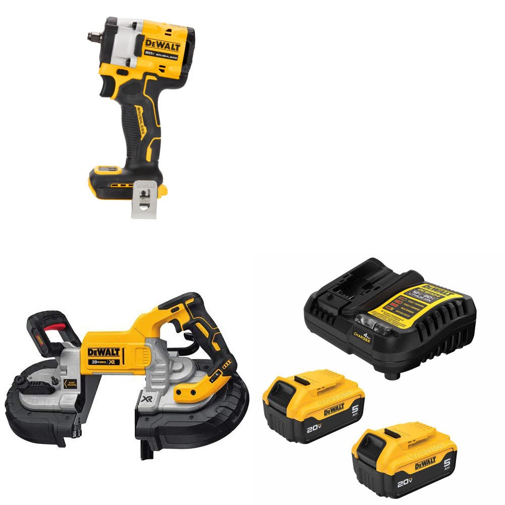 DeWalt DCF923B Impact Wrench Kit W/ DCS376B Bandsaw and FREE DCB205 Battery Kit