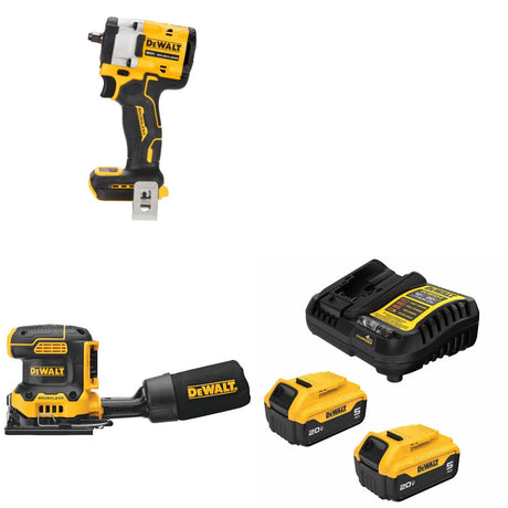 DeWalt DCF923B 20V MAX Impact Wrench Kit W/ DCW200B Sander and FREE DCB205-2C Battery Kit