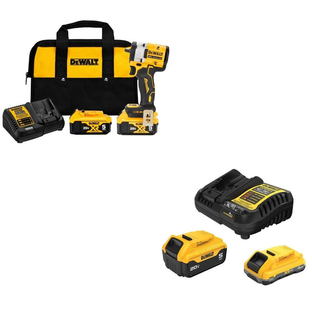 DeWalt DCF923P2 ATOMIC 20V MAX 3/8 in. Impact Wrench Kit W/ DCB245-2C 4.0Ah/5.0Ah Starter Kit