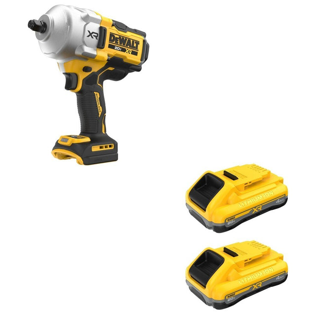 DeWalt DCF961B 20V MAX XR 1/2 in. High Torque Impact Wrench W/ DCB2104-2 POWERPACK 4Ah 2-Pack