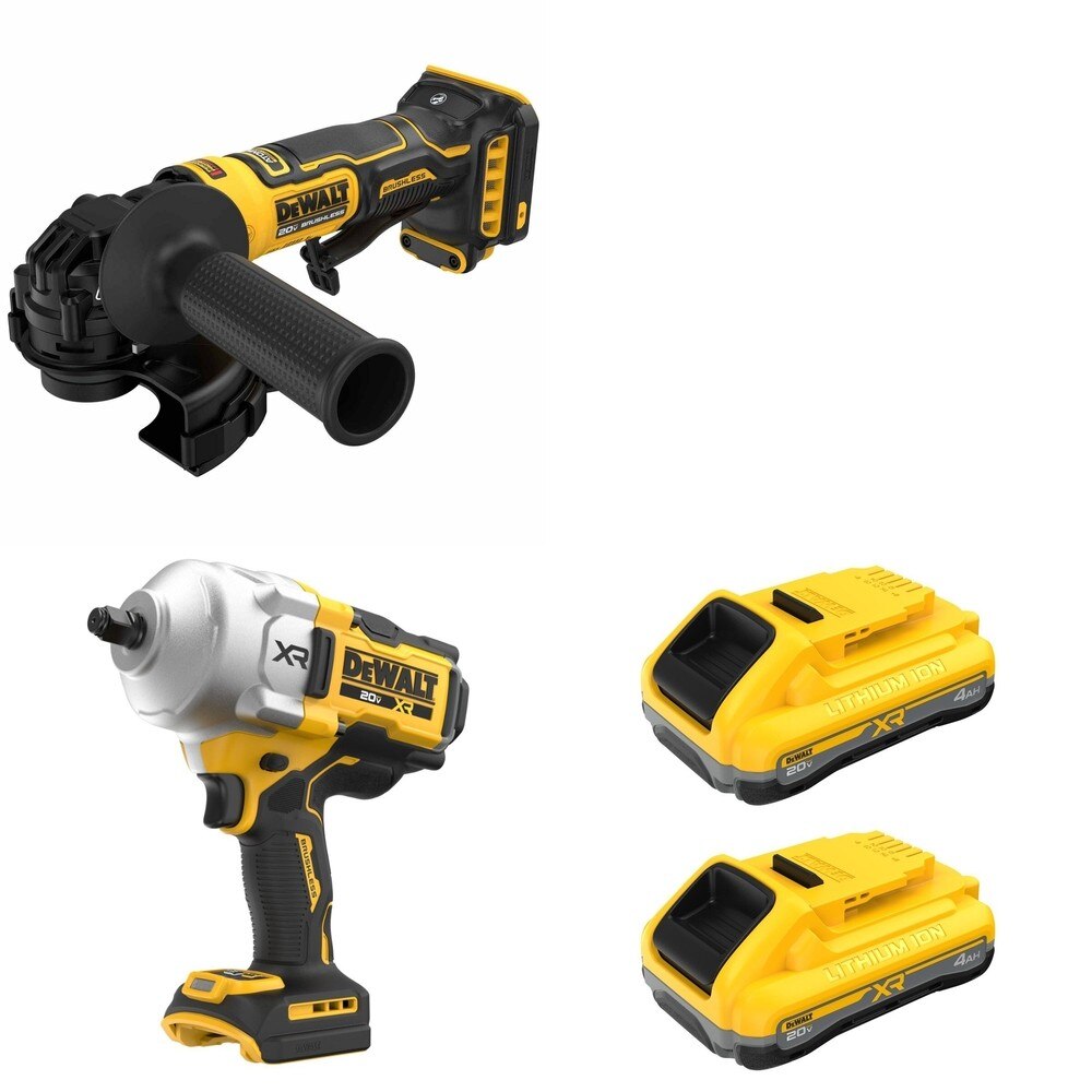 DeWalt DCF961B High Torque Impact Wrench W/ DCB2104-2 and DCG402B ATOMIC Angle Grinder