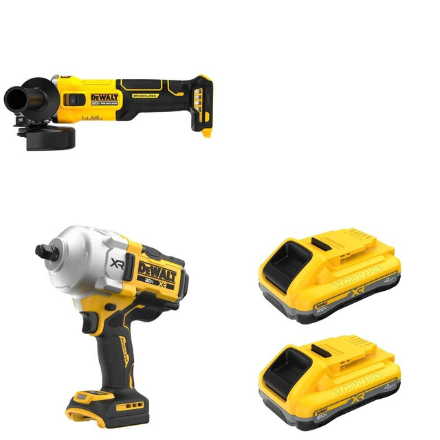 DeWalt DCF961B High Torque Impact Wrench W/ DCB2104-2 POWERPACK 4Ah 2-Pack and DCG407B